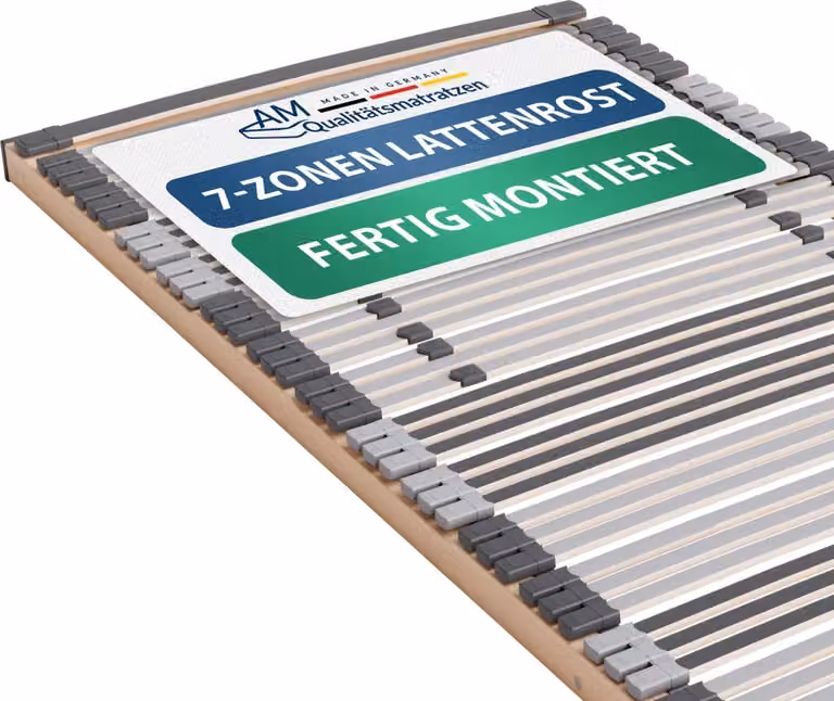 Materassi di qualità AM | Rete a doghe ergonomica a 7 zone | 120x200 cm | completamente montata | 44 doghe | rigida | rete a doghe | 120 x 200 cm