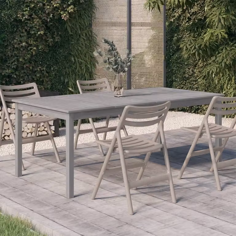 The Living Store tavolo da giardino grigio 200x100x75 cm in legno massiccio di acacia