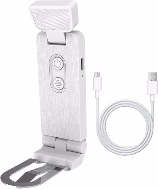 Lampada da lettura – Lampada da lettura per libri con clip – 6 luci LED – da usare a letto – dimmerabile – Lampada da lettura – Ricaricabile tramite USB-C – Bianca