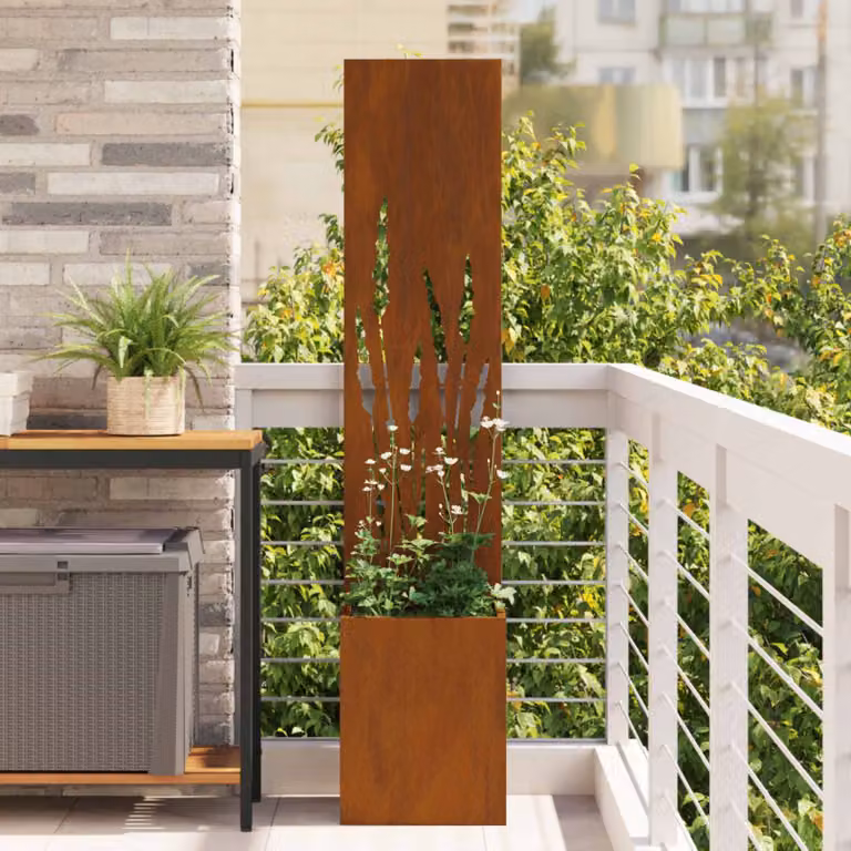 Paravent per privacy in giardino vidaXL in acciaio, colore marrone, L/P/H: 32 x 32 x 150 cm
