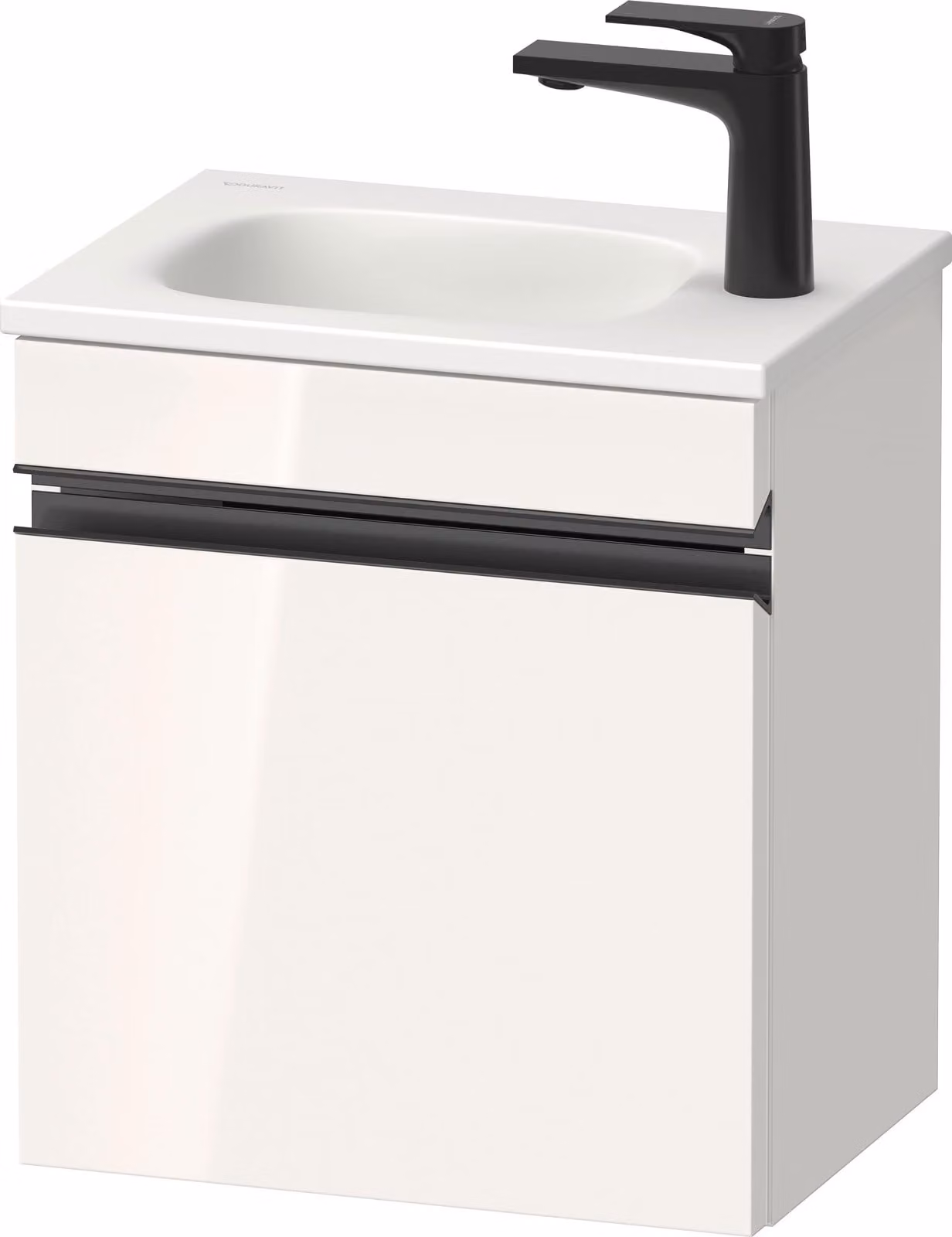 Duravit Sivida bâti-support pour lavabo, charnières à gauche, poignée profilée noir diamant mat, 400x295x440mm, pour Sivida, SV4649LBD220000, SV4649LBD220000