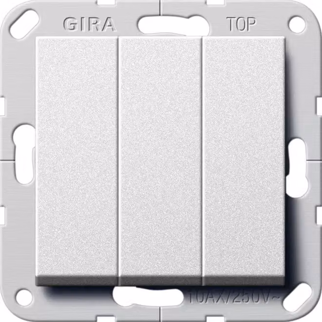 Gira 283226 Interruttore a bilanciere a tre vie Sistema 55 Colore alluminio