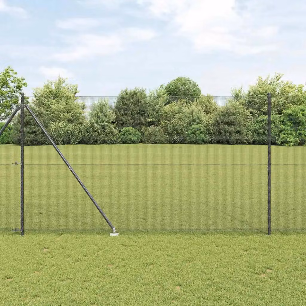 Recinzione in rete saldata con punte vidaXL, rivestimento in PVC, Grigio, L: 12 m, H: 1,5 m