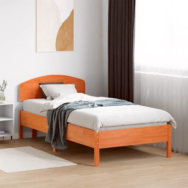 Letto in legno di pino rustico marrone cera vidaXL senza materasso L: 80,5 cm, P: 195,5 cm, H: 81 cm – 1