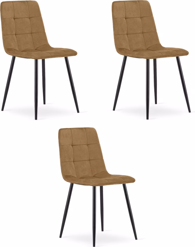 Sedia KARA - velluto marrone / gambe nere x 3