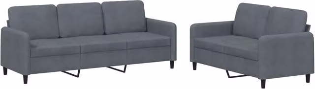 Set di divani vidaXL in velluto grigio composto da un divano a 2 posti e uno a 3 posti con design moderno e cuscini inclusi – 2