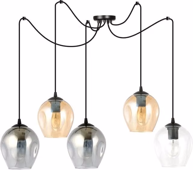 Emibig LEVEL lampadario a sospensione ragno in metallo e vetro multicolor con 5 x E27 nero