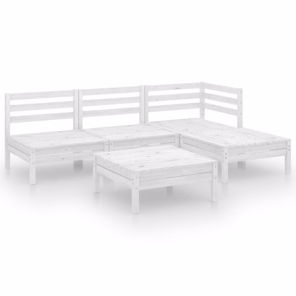 Set Salotto da Giardino 5 pz in Legno Massello di Pino Bianco