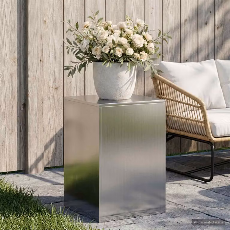 vidaXL Supporto per piante in metallo argento opaco L/P/H: 40 x 40 x 60 cm