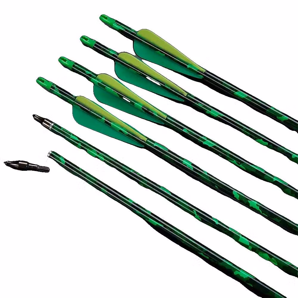 Freccia in carbonio misto, struttura resistente, adatta per archi compound e ricurvi, 36 pezzi, verde