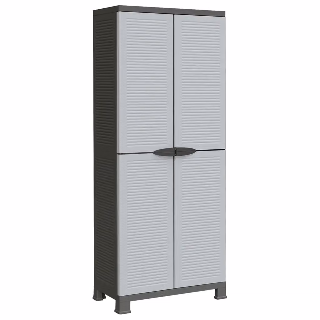 Armadietto a muro vidaXL in plastica grigio opaco con ante a battente e serratura, L: 68 cm, P: 39 cm, H: 171,5 cm – 2