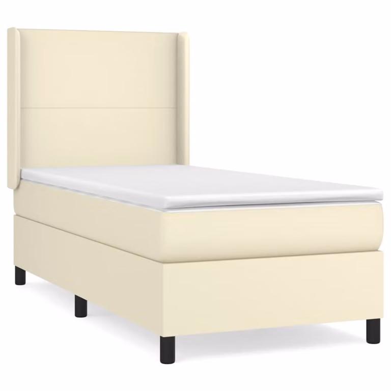 Giroletto a Molle con Materasso Crema 90x200 cm in Pelle finta