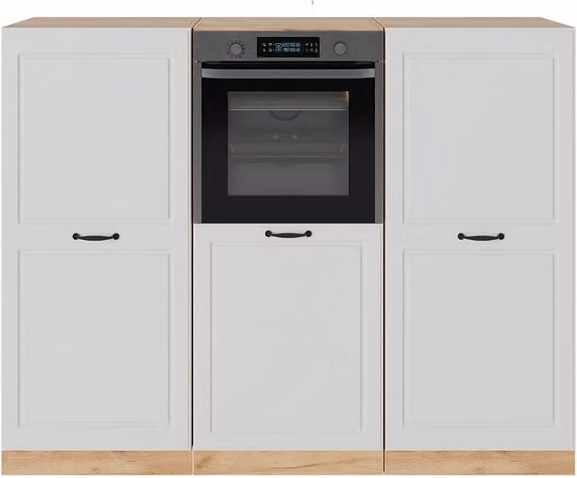 Cucina componibile Vicco R-Line in stile country Bianco rustico e Rovere dorato L: 180 cm – 1