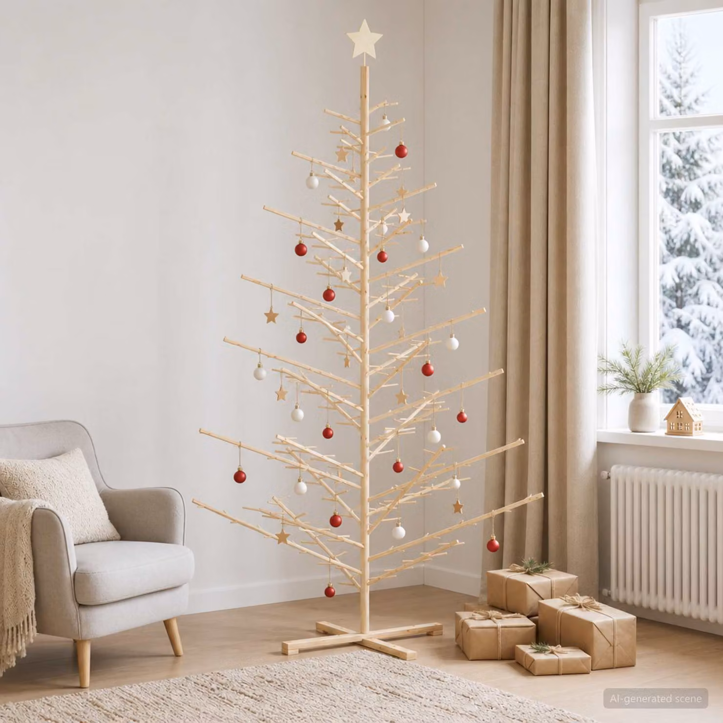 vidaXL Albero di Natale in legno KOTKA 240 cm Legno Massello di Pino
