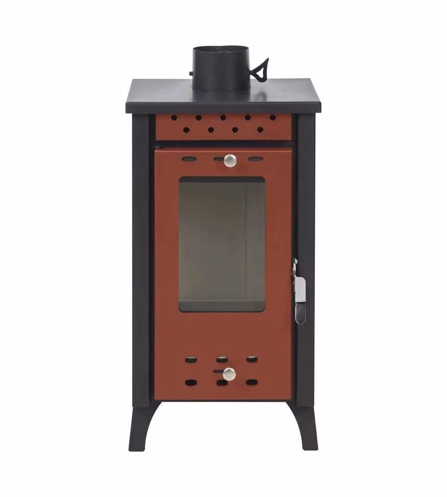 Divina Fire Stufa a Legna Matilde Rossa - 33x38x74 cm - 7,7 kW