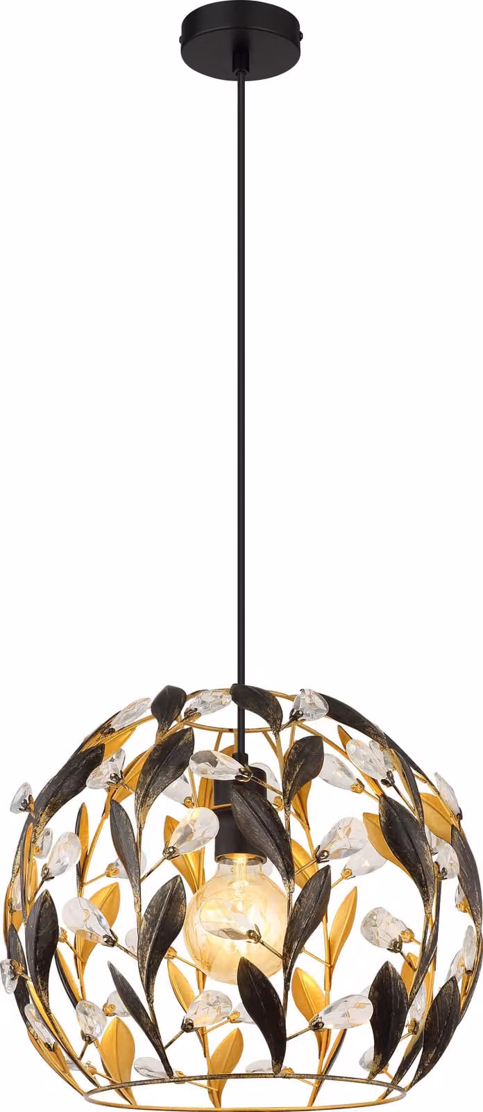 Lampada a sospensione, metallo, nero, oro