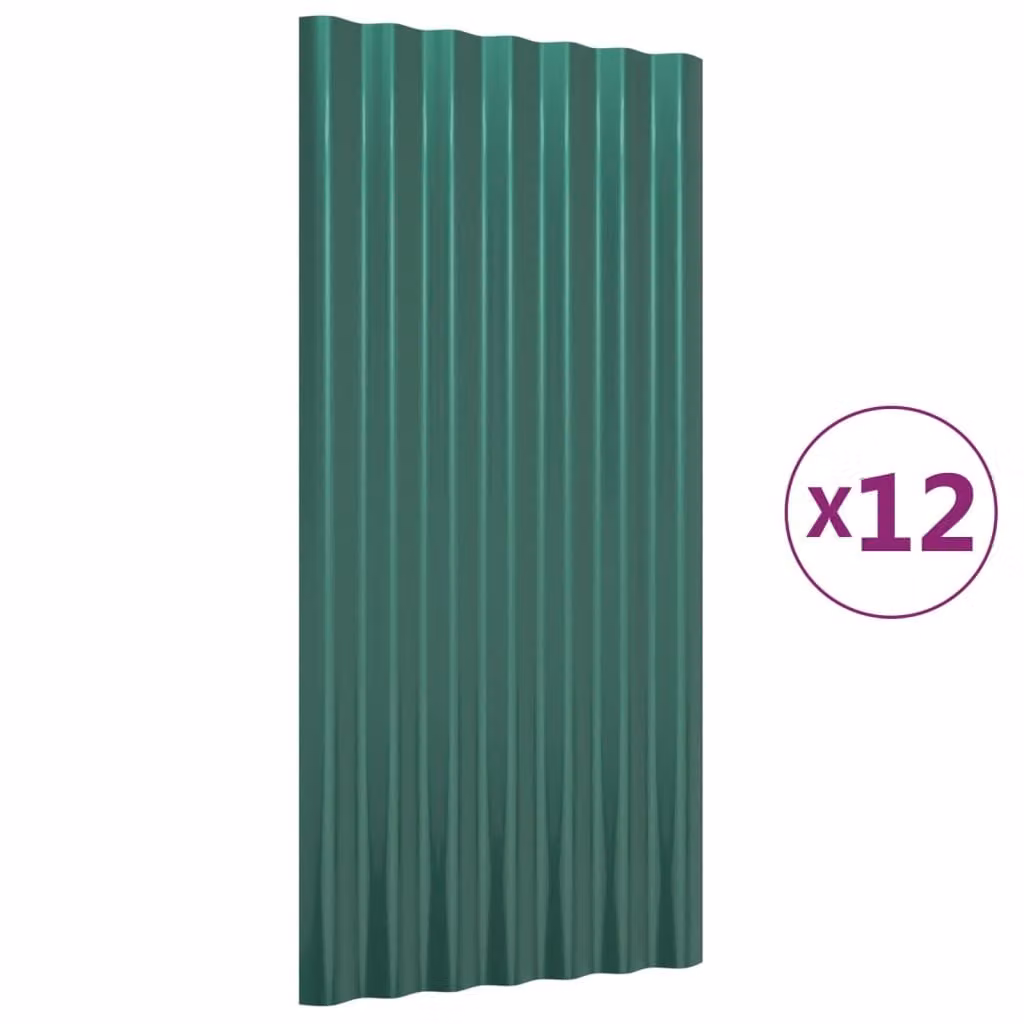 Pannelli Tetto 12pz Acciaio Zincato Verde 80x36 cm