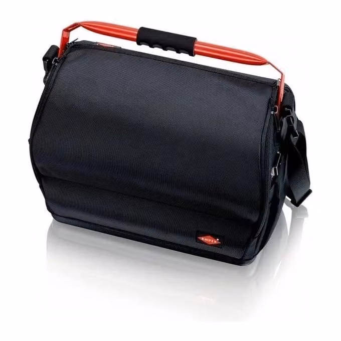 Borsa portautensili Knipex LightPack apribile su entrambi i lati in poliestere resistente, colore nero e rosso, con tracolla regolabile e maniglia soft-grip, carico massimo 20 kg, L/P/H: 48 x 40 x 30 cm – 2