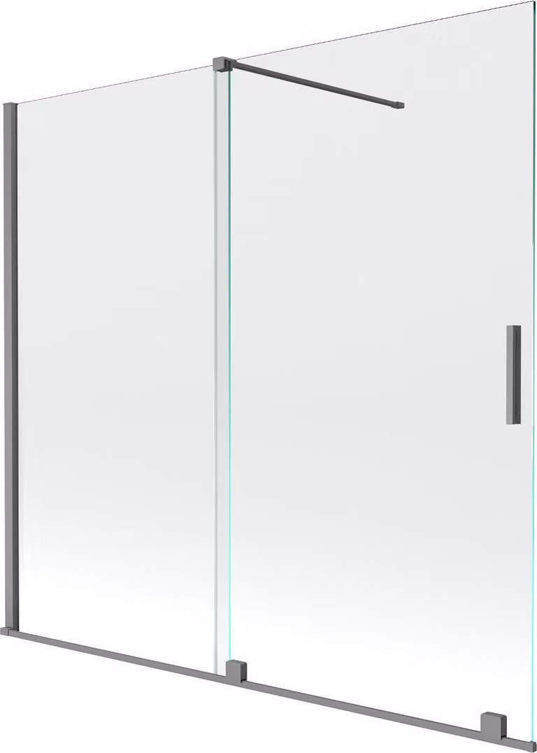 Mexen Velar paratia da vasca 2-ante scorrevoli 170 x 150 cm, trasparente, gun metal - 896-170-000-01-95