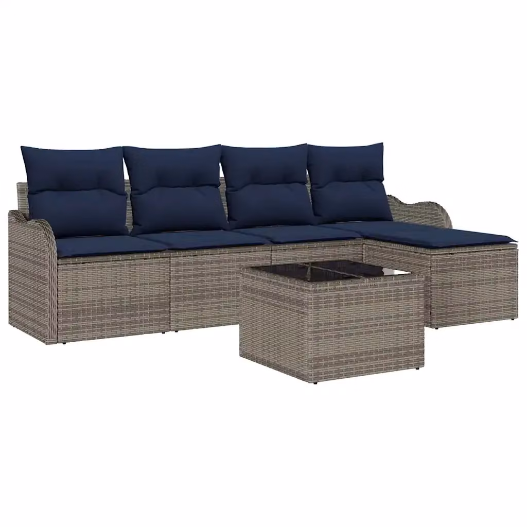 Set Divano da Giardino a L con Poltroncina e Tavolino vidaXL, Grigio, con Cuscini e Rivestimenti Rimovibili – 2