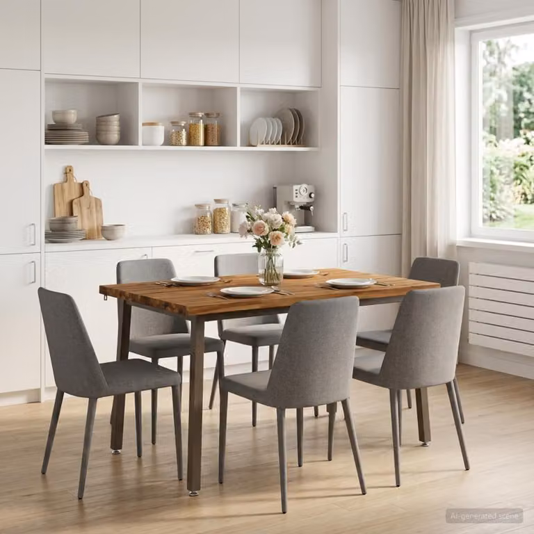 Tavolo da pranzo moderno vidaXL in legno di acacia massello con bordo naturale, colori naturale e marrone, L 90 x P 55 x H 75 cm