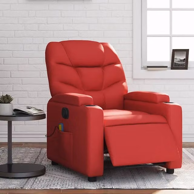 Divano Sedia-Poltrona Massaggio Elettrica Reclinabile Rosso Similpelle 591056