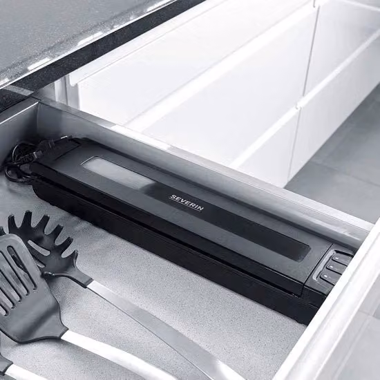 Macchina per sottovuoto Severin con camera da 30 cm, funzione auto shut-off e materiali in acciaio inossidabile e plastica, colore nero