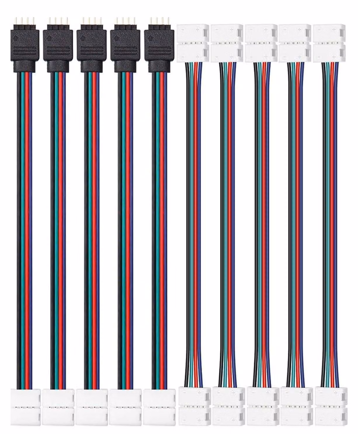 Kit da 8 mm a 4 pin, composto da: 5 connettori per barre LED, 5 controller RGB