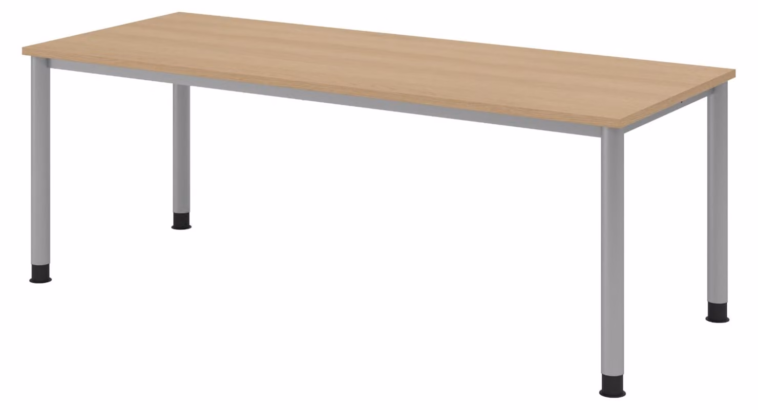 Scrivania bümö Serie H - Struttura: argento, finitura: rovere, dimensioni: 200 x 80 cm