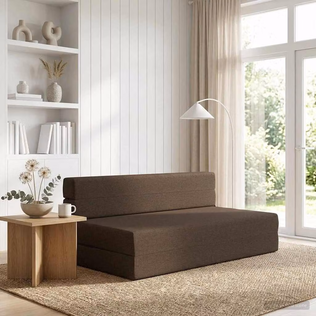 vidaXL Divano Letto Pieghevole Moderno in Tessuto Tortora L: 152 cm, P: 86,5 cm, H: 60 cm