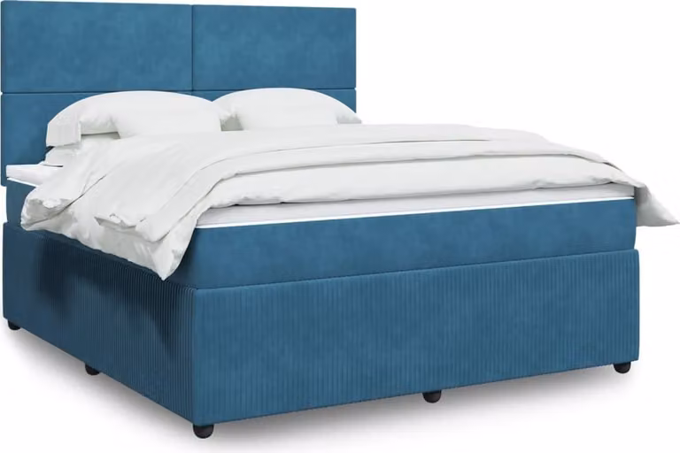 Maison Exclusive - Giroletto a Molle con Materasso Blu Scuro 180x200 cm in Velluto