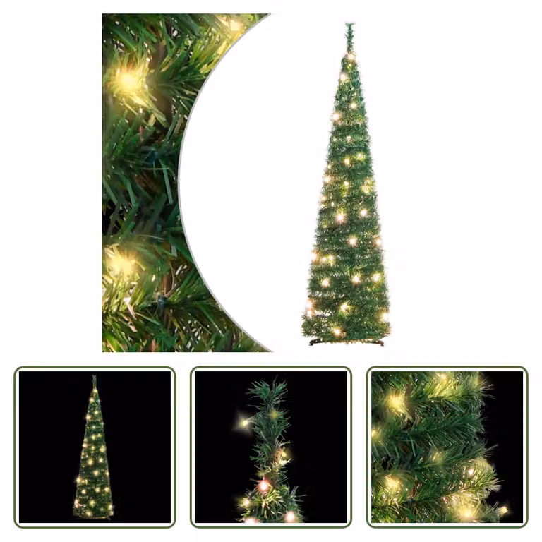 The Living Store Albero di Natale Artificiale Pop-Up 50 LED Verde 120 cm