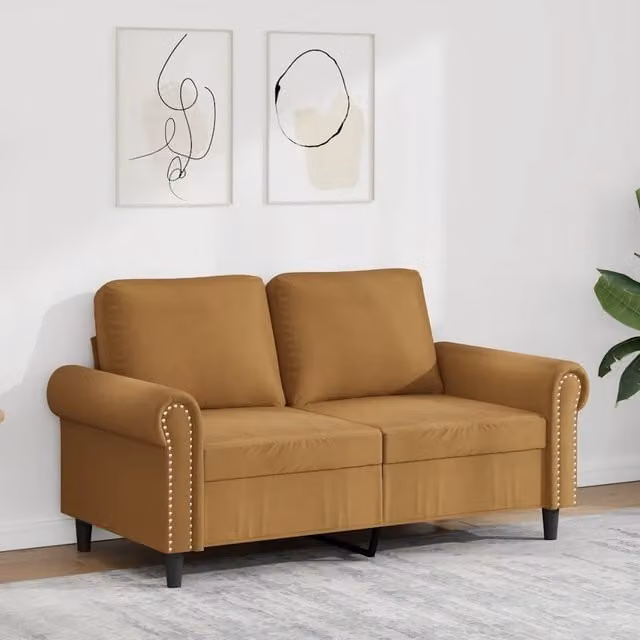 Divano moderno vidaXL in velluto marrone con struttura in metallo per il tuo soggiorno L: 152 cm, P: 77 cm, H: 80 cm