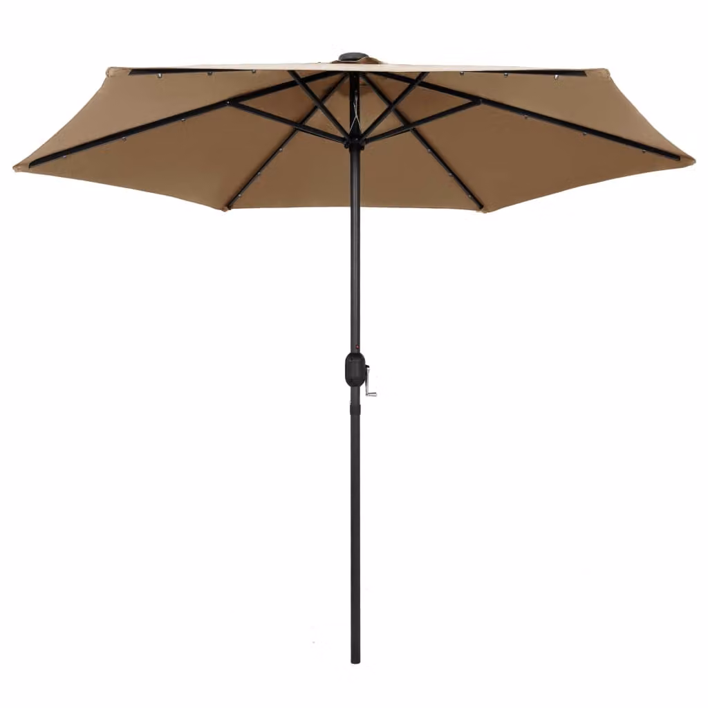 The Living Store Ombrellone con luci LED e asta in alluminio 270 cm Taupe