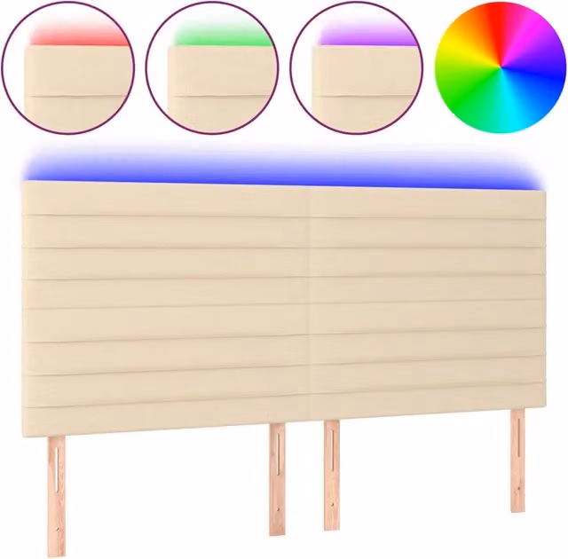 Testiera | Testata a LED Crema 160x5x118/128 cm in Tessuto