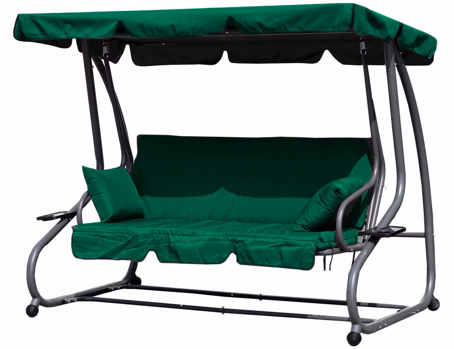 MultiGarden G2025-B Altalena da giardino a 3 posti 2 in 1, materasso + cuscino, verde
