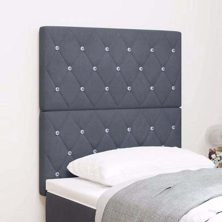 Testiera per letto con illuminazione LED vidaXL in velluto grigio, Larghezza: 80 cm