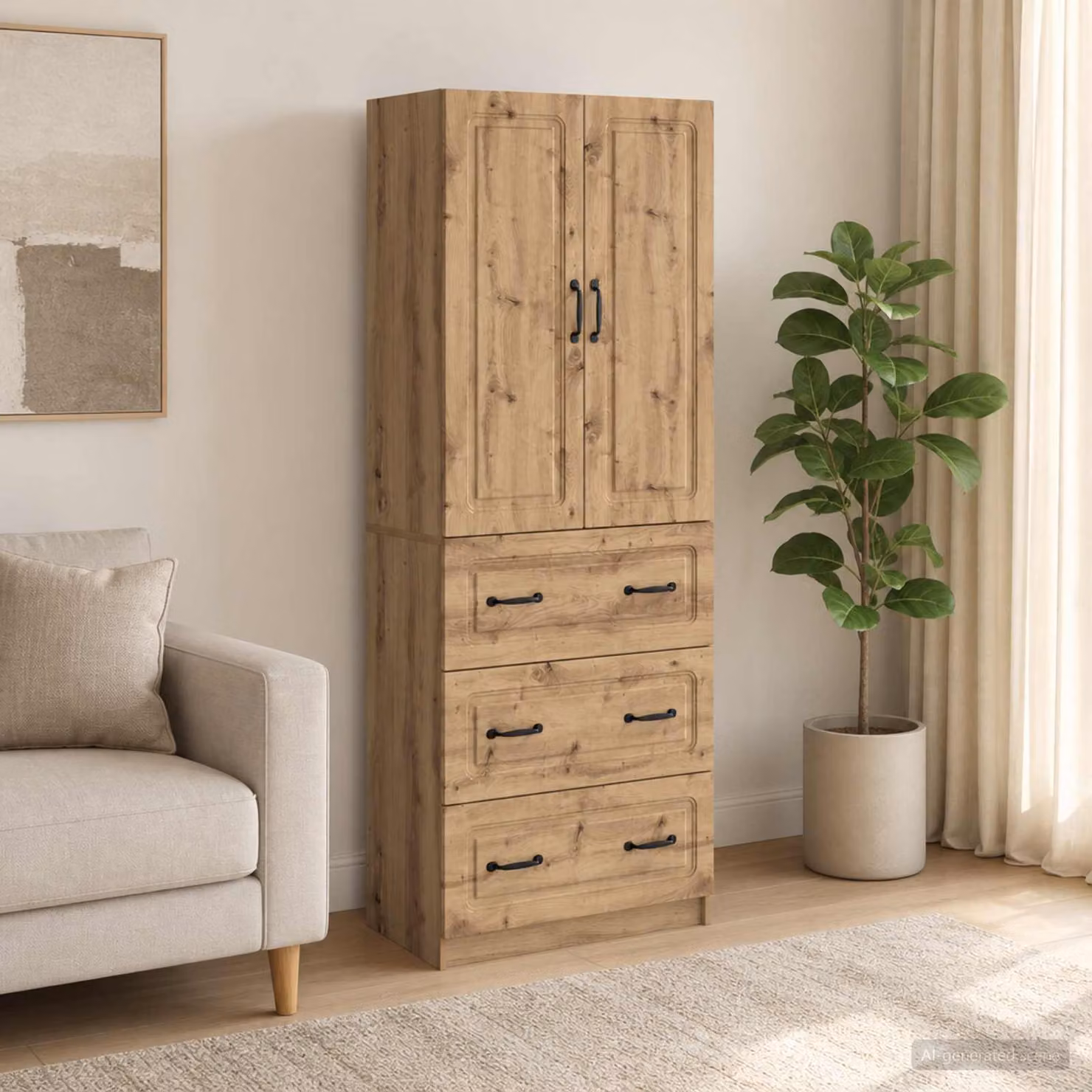 Set di 2 armadi vidaXL con ante scorrevoli in legno e metallo, colore marrone, L: 66 cm, P: 34,5 cm, H: 87 cm