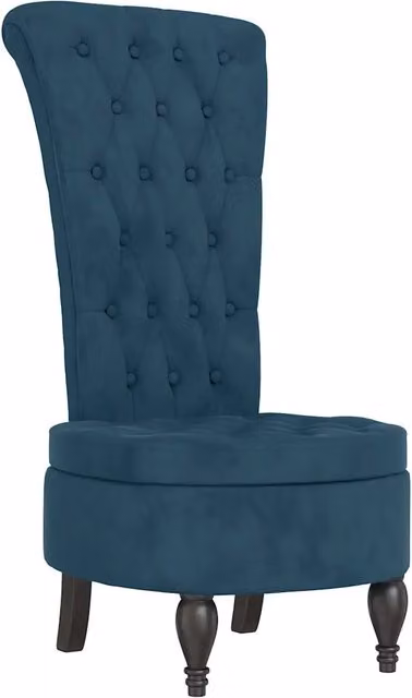 Poltrona | Sedia con Schienale Alto Design con Bottoni in Velluto Blu