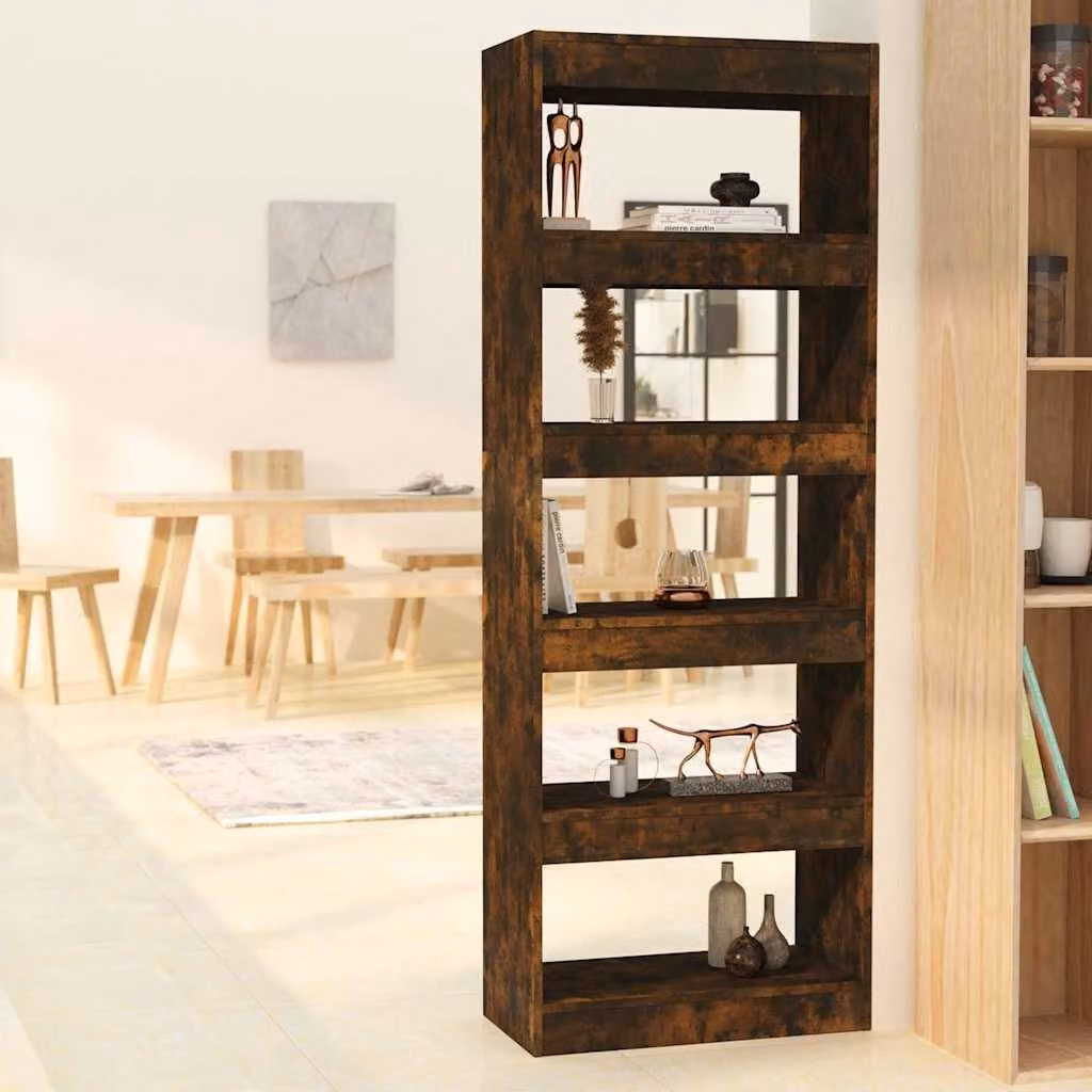 Libreria Divisorio vidaXL in MDF Rovere Fumo, L: 60 cm, P: 30 cm, H: 166 cm