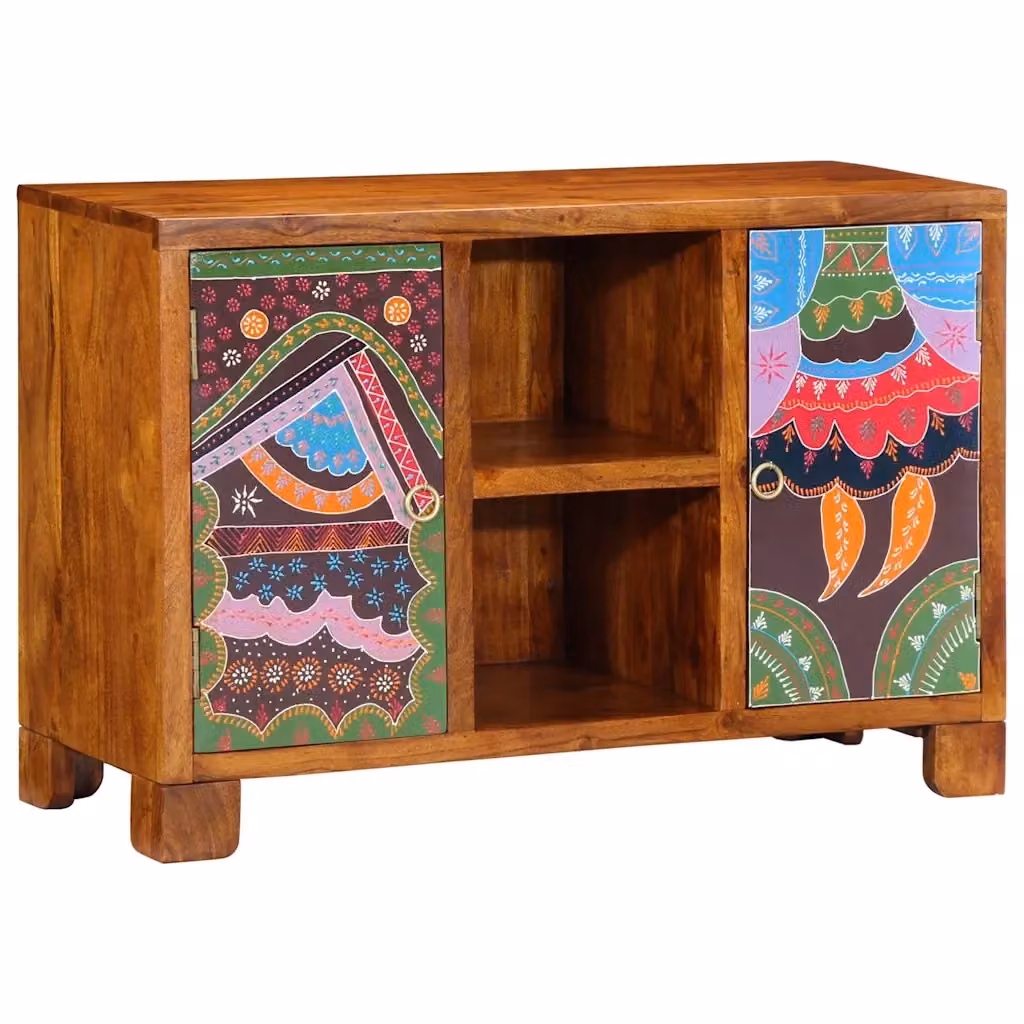 Credenza in legno massello di acacia vidaXL multicolore L: 90 cm, P: 35 cm, H: 60 cm – 2