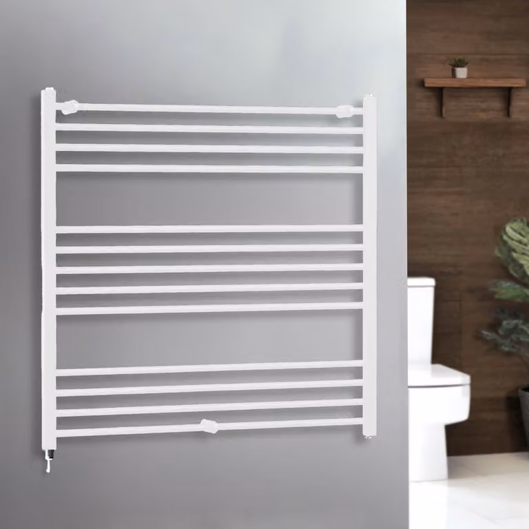 Scaldasalviette Elettrico con Elemento Riscaldante Semplice Cablato Hudson Reed ECOSO Bianco L: 100 cm, H: 100 cm