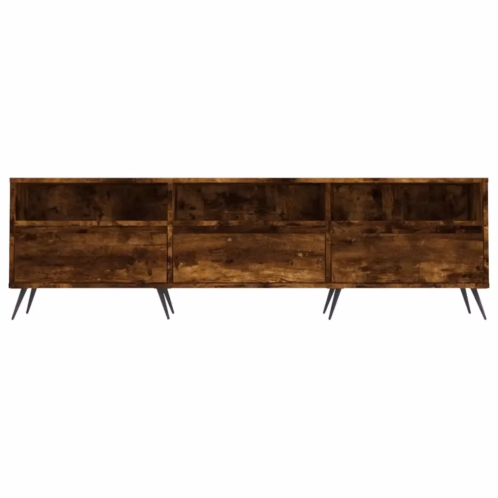 Mobile porta TV moderno HELLOSHOP26 in legno di rovere e metallo, colore marrone, L 150 cm x P 30 cm x H 44,5 cm – 2