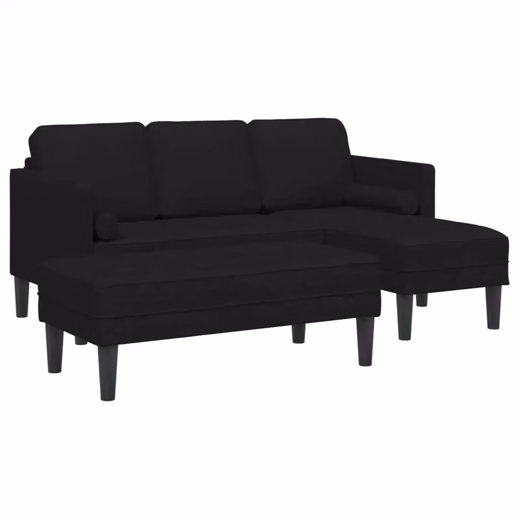 Set di divani angolari reversibili vidaXL in tessuto nero e beige con cuscini inclusi per soggiorno – 2
