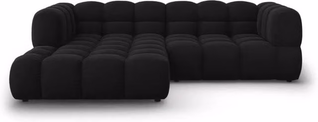 Divano angolare modulare Sky Cosmopolitan Design a 3 posti in velluto nero con orientamento sinistro L/P/H: 244 x 132 x 75 cm – 1