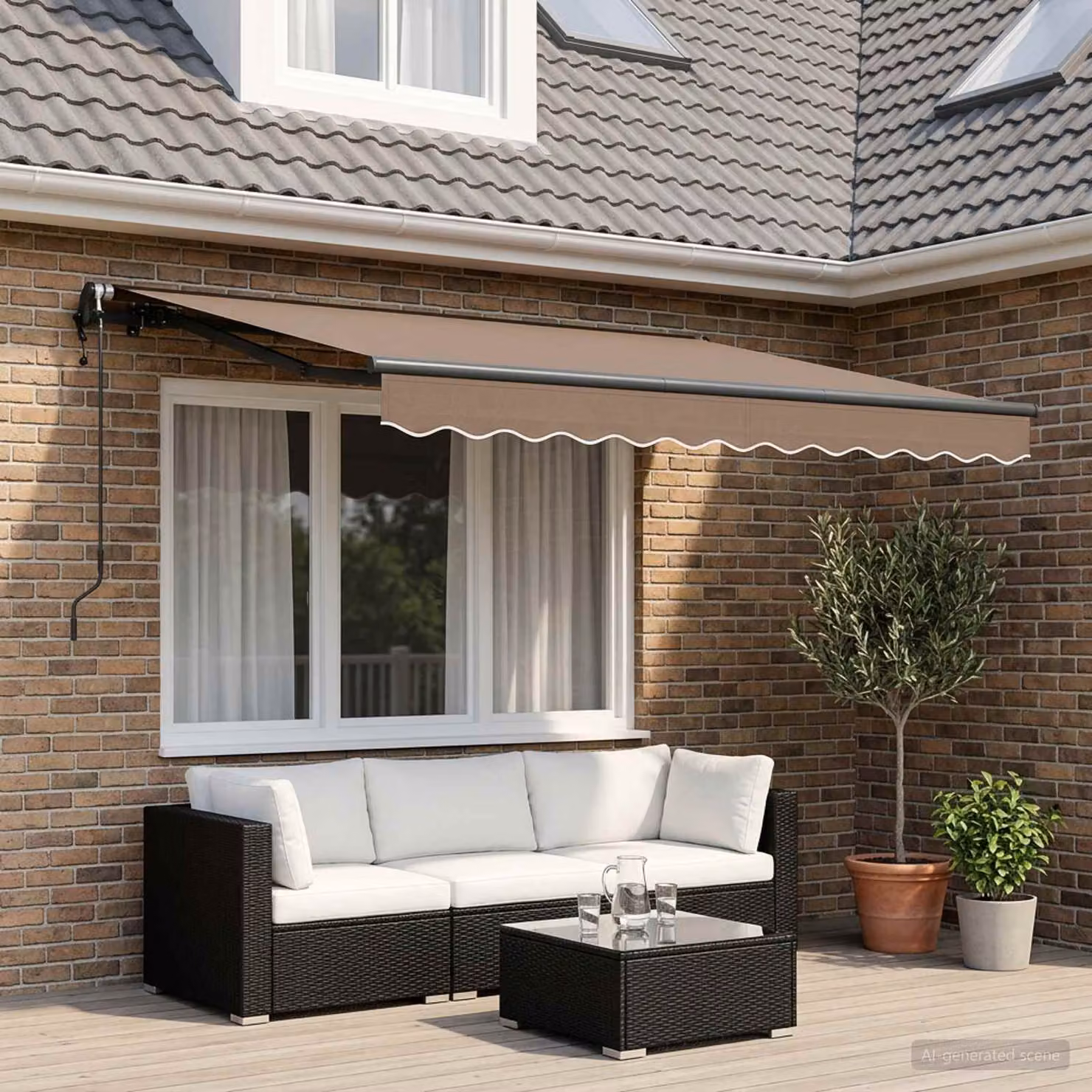 Tenda retrattile vidaXL con bracci pieghevoli in alluminio e tessuto beige, L 400 cm x P 350 cm