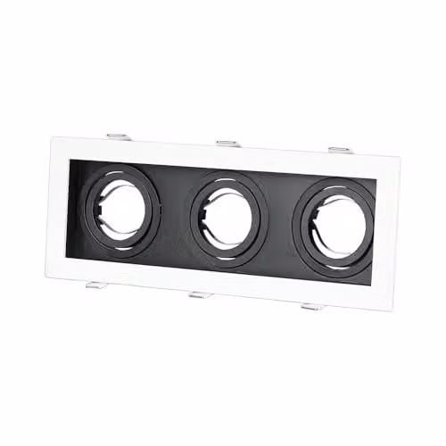 Portafaretto LED da Incasso rettangolare 3xGU10 Orientabili Colore Bianco e Nero