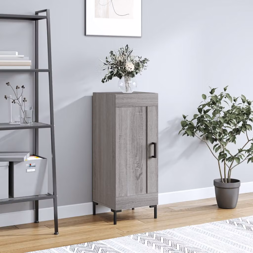 Credenza moderna vidaXL in legno multistrato e metallo, Grigio Sonoma, L: 34,5 cm, P: 34 cm, H: 90 cm