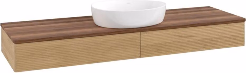 Mobiletto V&B con struttura frontale Antao 160x50cm, WBP colore w. noce, rovere miele