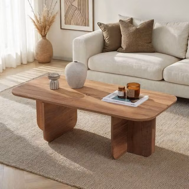 Nomeva, Tavolino da Salotto Rettangolare in Rovere Marrone, L/P/H: 126 x 60 x 41 cm